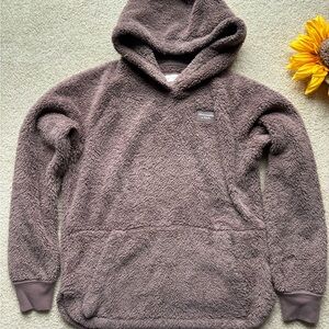 Abercrombie & Fitch Kids Sherpa Hoodie Taupe Teddy Pullover Sweatshirt Size11/12